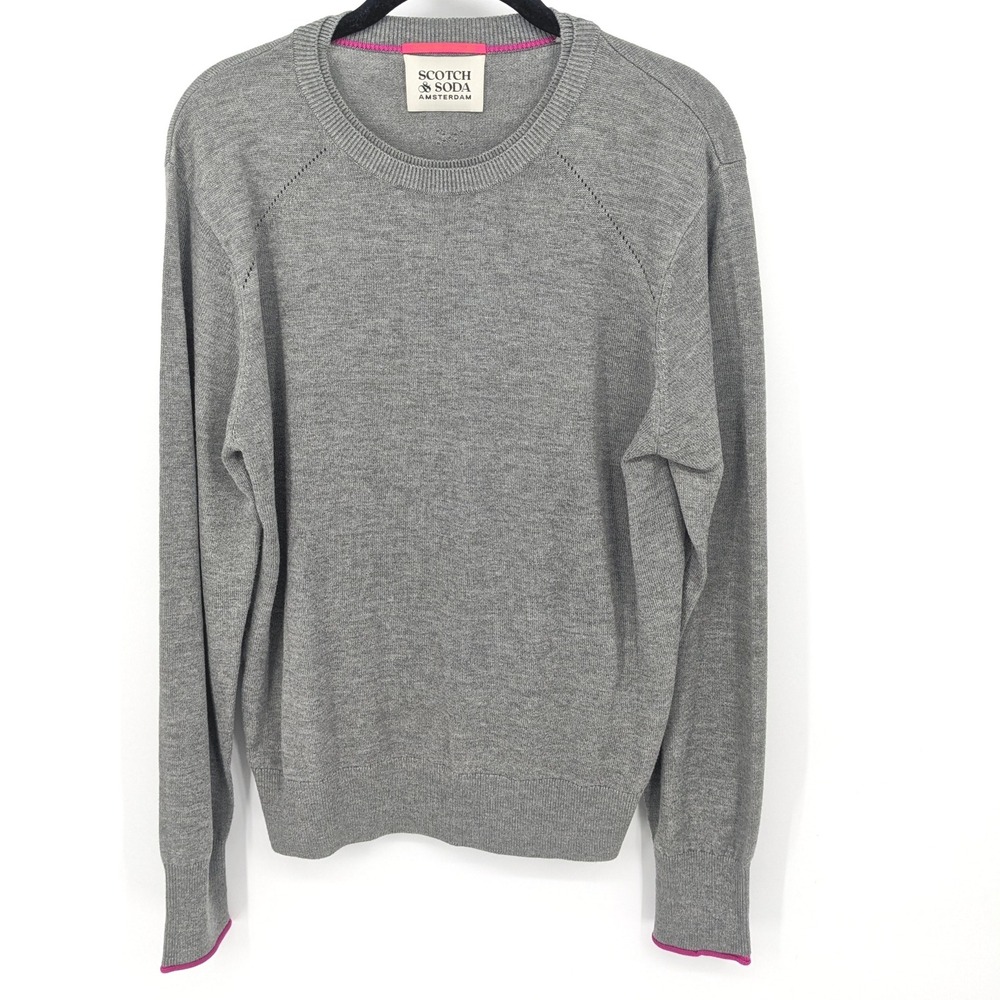 Scotch Soda Amsterdam Sweater Women Large Gray Wool Blend‎ Crew Neck Pullover